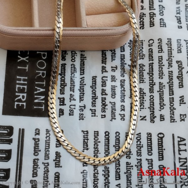 زنجیر طلایی نقره ای دخترانه 45 سانتی متر استیل کد GNB162273W