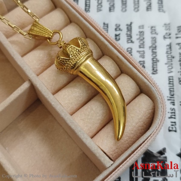 آویز گردنبند مردانه عاج فیل رنگ طلایی کد GNB162285W