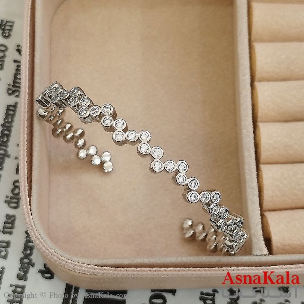 بنگل شوپینگ نگیندار فری سایز نقره ای کد DSB181621W