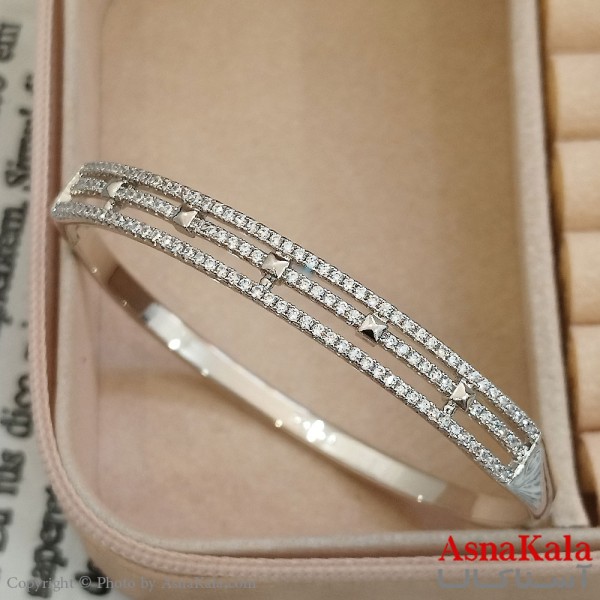 بنگل شوپینگ نگیندار نقره ای کد DSB181622W