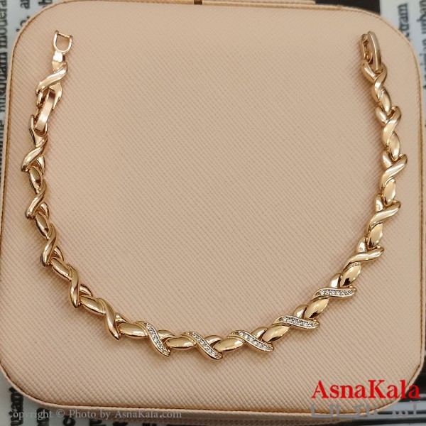 دستبند شوپینگ نگیندار طلایی کد DSB181629W