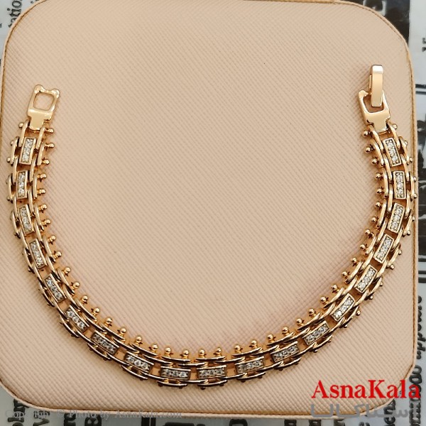 دستبند شوپینگ نگیندار طلایی کد DSB181632W