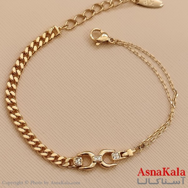 دستبند شوپینگ نگیندار طلایی کد DSB181634W