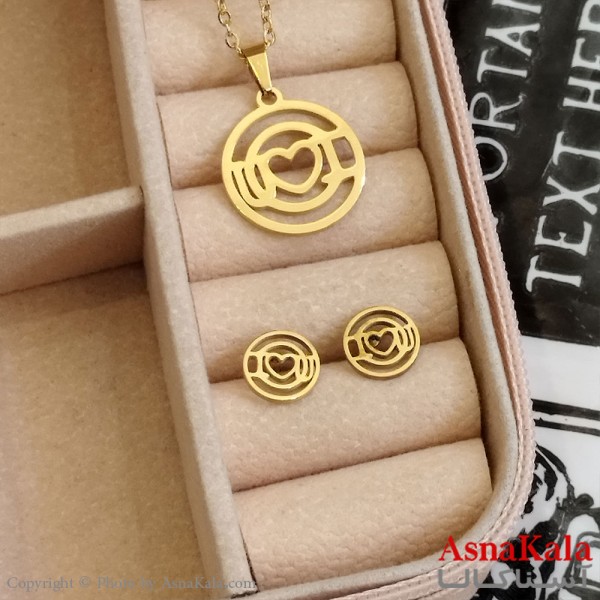 نیم ست زنانه شامل گردنبند و گوشواره ترند رنگ طلایی کد NIM141097W