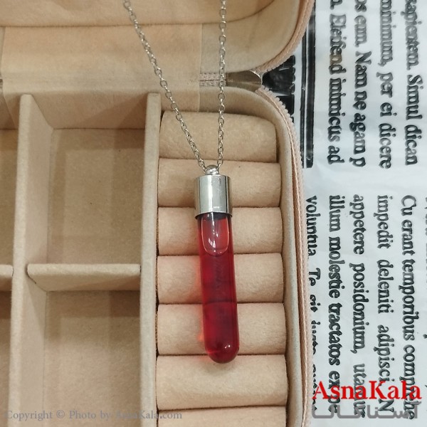 گردنبند استیل زنانه شیشه خون کد GNB162375W