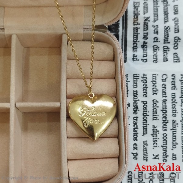 گردنبند استیل زنانه قلب بازشو کد GNB162376W