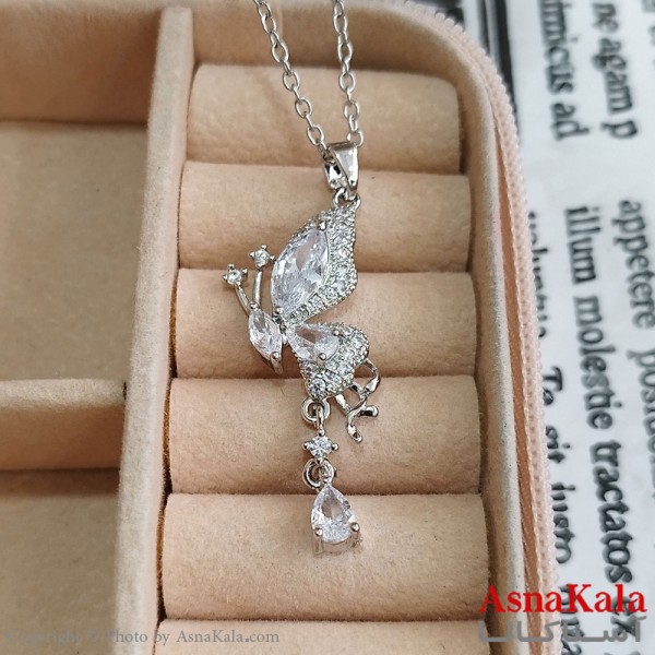 گردنبند استیل زنانه پروانه کد GNB162378W