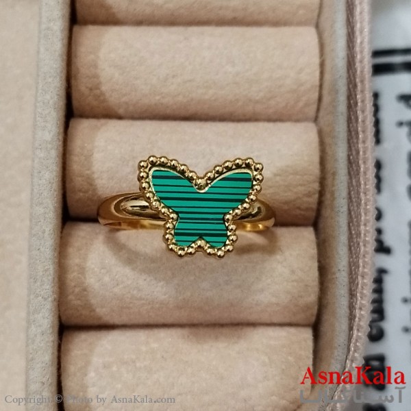 انگشتر زنانه استیل مینیمال مدل پروانه فری سایز  رنگ طلایی کد ANG191213W