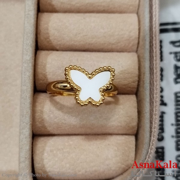 انگشتر زنانه استیل مینیمال مدل پروانه فری سایز  رنگ طلایی کد ANG191214W