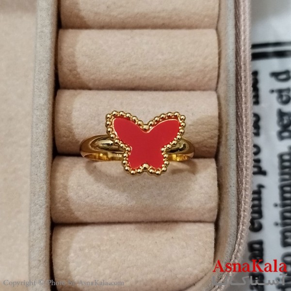 انگشتر زنانه استیل مینیمال مدل پروانه فری سایز  رنگ طلایی کد ANG191215W