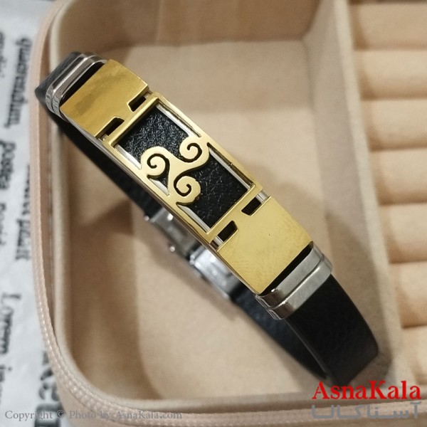 دستبند چرم مردانه  مدل سه پیچ کد DSB181670W