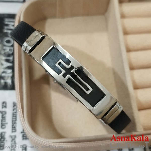 دستبند چرم مردانه  مدل  صلیب  کد DSB181677W