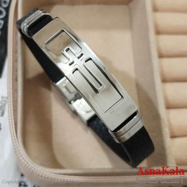دستبند چرم مردانه  مدل صلیب کلاسیک کد DSB181682W