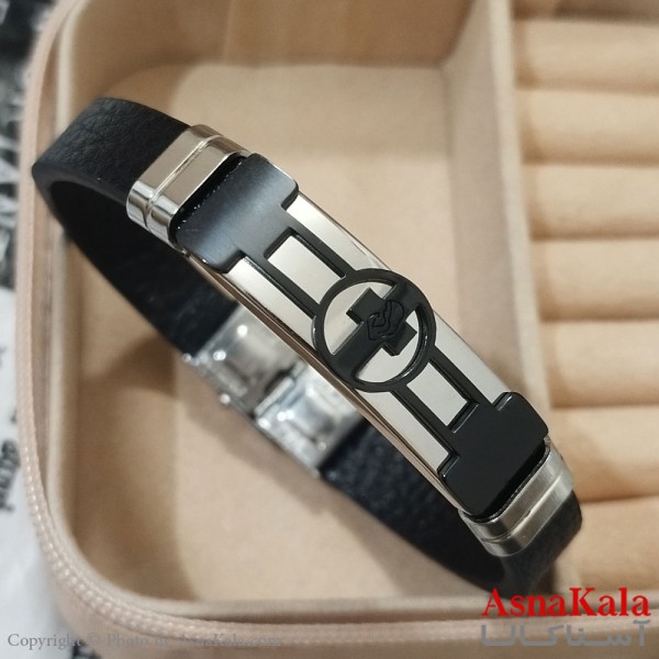 دستبند چرم مردانه  مدل صلیب خاص کد DSB181685W