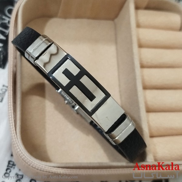 دستبند چرم مردانه  مدل صلیب ریز کد DSB181686W