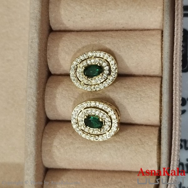 گوشواره استیل زنانه جواهری رنگ طلایی کد GSH152166W