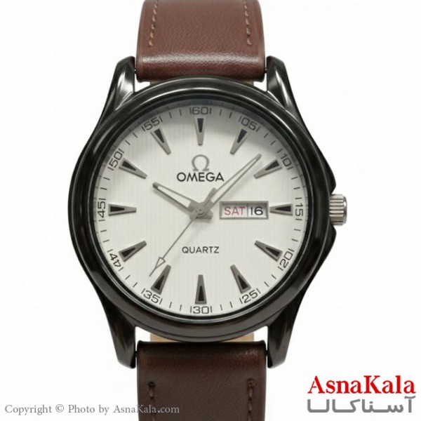 ساعت مردانه امگا چرم قهوه ای کلاسیک دارای روزشمار کد WTCH11413W