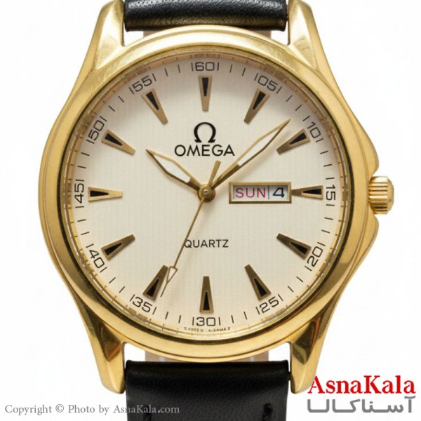 ساعت مردانه امگا چرم مشکی کلاسیک دارای روزشمار کد WTCH11415W