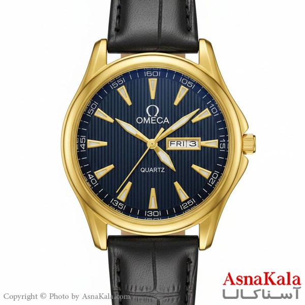 ساعت مردانه امگا چرم مشکی کلاسیک دارای روزشمار کد WTCH11416W