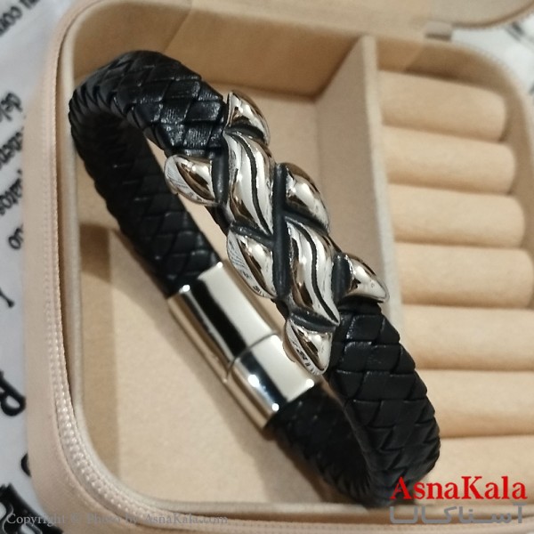 دستبند چرم مردانه  مدل پیچ کد DSB181734W