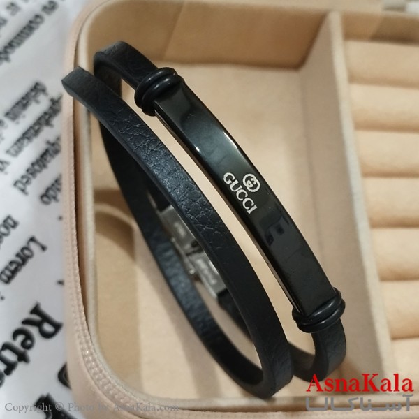 دستبند چرم مردانه  مدل گوچی کد DSB181736W