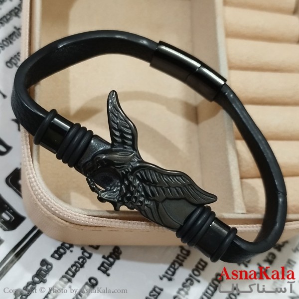 دستبند چرم مردانه  مدل عقاب کد DSB181737W