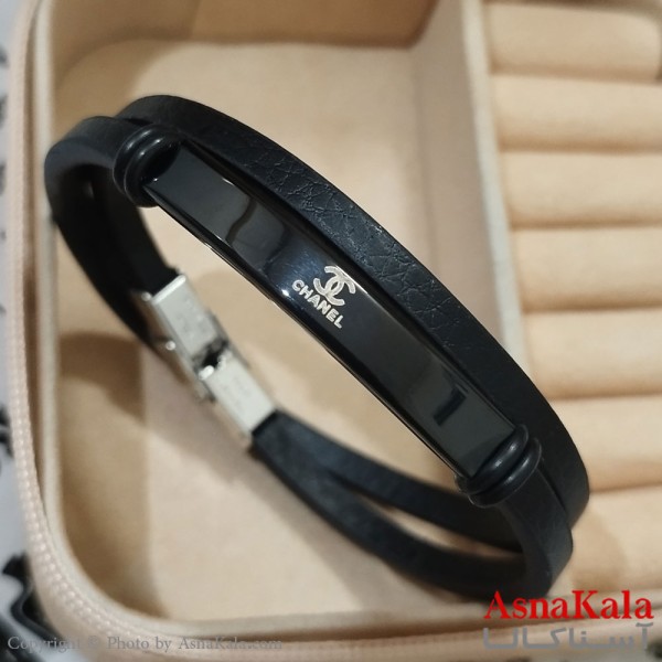 دستبند دولاین چرم مردانه  مدل کوکو چنل کد DSB181739W