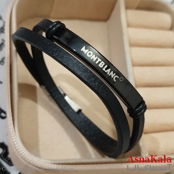 دستبند دولاین چرم مردانه  مدل مونت بلانک کد DSB181740W