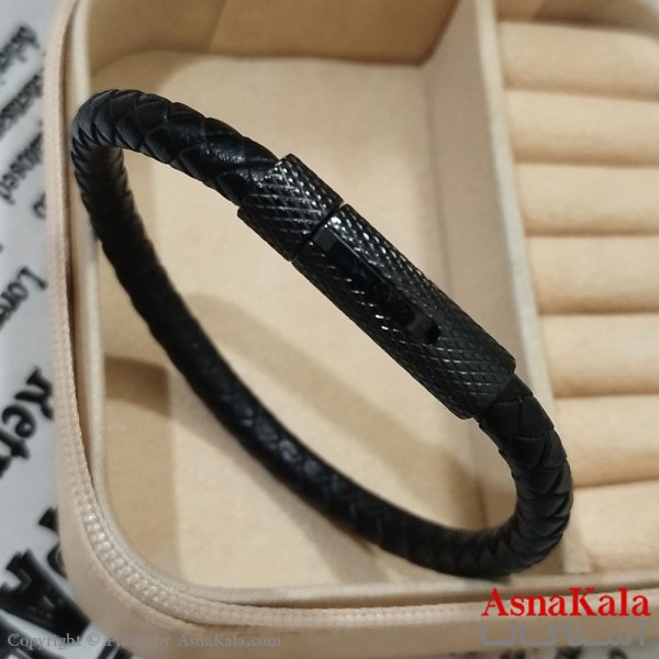 دستبند دولاین چرم مردانه  مدل جدید کد DSB181742W