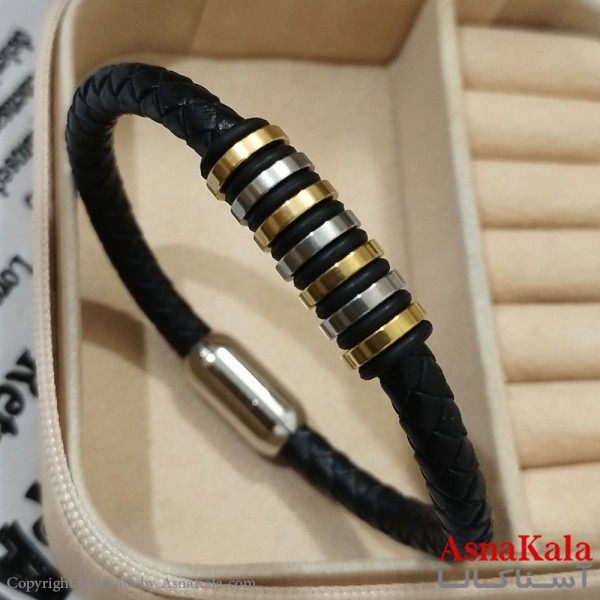 دستبند  چرم مردانه  مدل حلقه ای کد DSB181744W