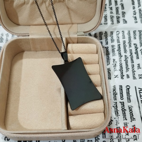 گردنبند مردانه استیل مدل مستطیل منحنی کد GNB162500W