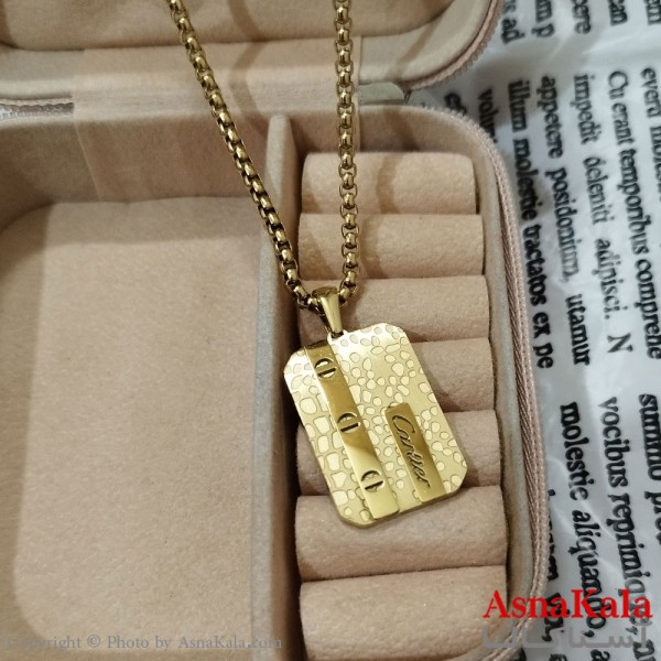 گردنبند مردانه استیل مدل کارتیر کد GNB162504W