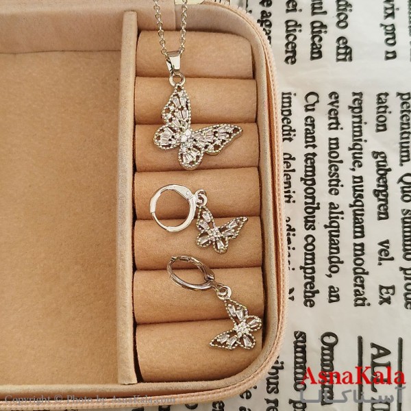 نیم ست زنانه شامل گردنبند و گوشواره مدل پروانه کد NIM141191W