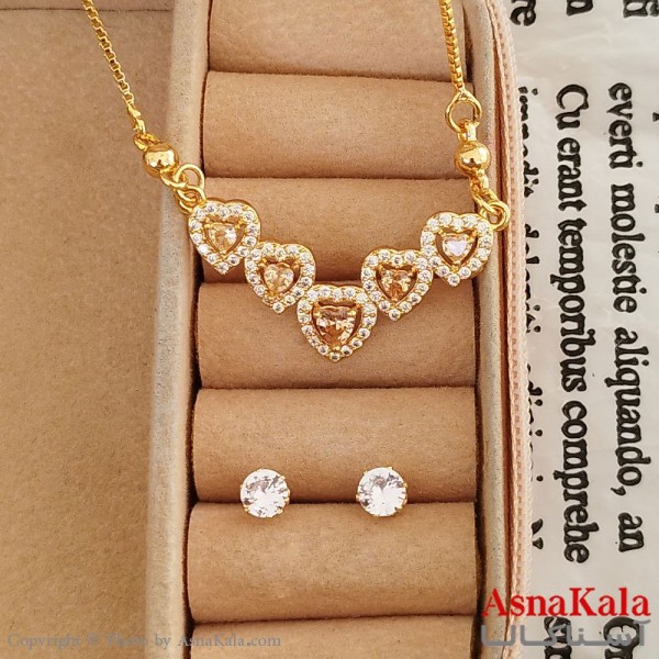 نیم ست زنانه شامل گردنبند و گوشواره مدل قلبی کد NIM141197W