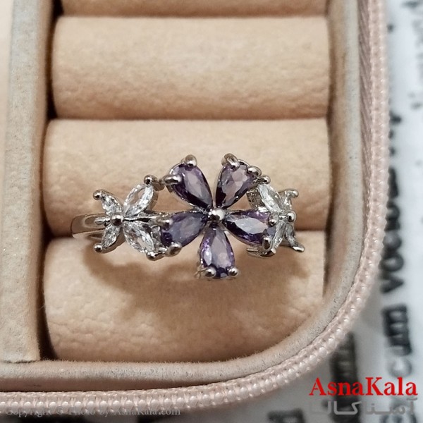 انگشتر زنانه استیل نگیندار فری سایز رنگ نقره ای کد ANG191240W