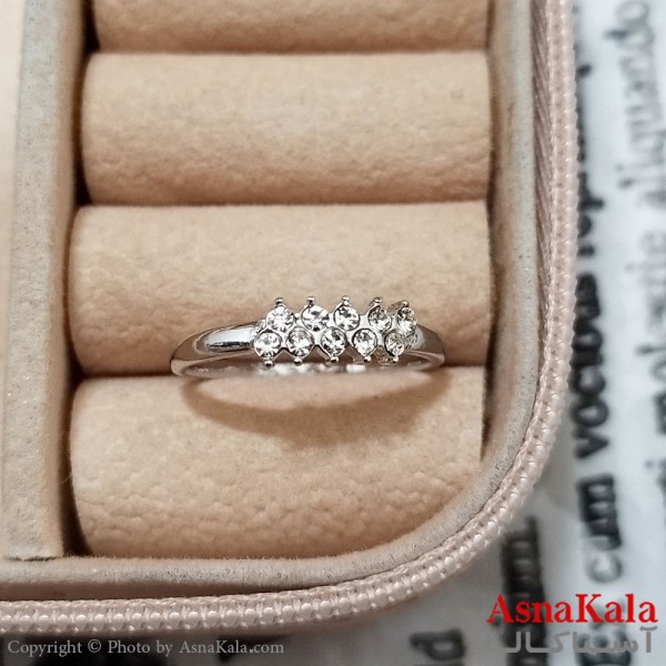 انگشتر زنانه استیل نگیندار فری سایز رنگ نقره ای کد ANG191241W
