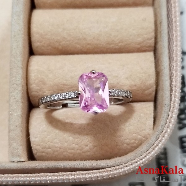 انگشتر زنانه استیل نگیندار فری سایز رنگ نقره ای کد ANG191246W