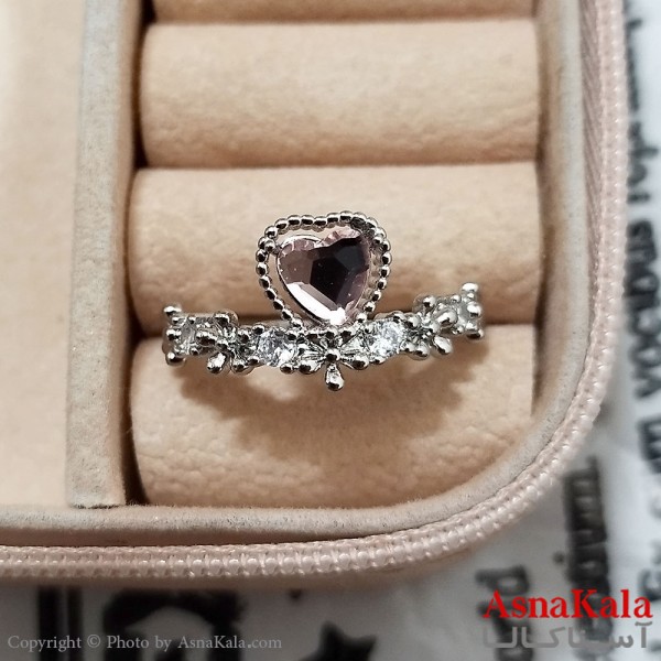 انگشتر زنانه استیل نگیندار فری سایز رنگ نقره ای کد ANG191251W