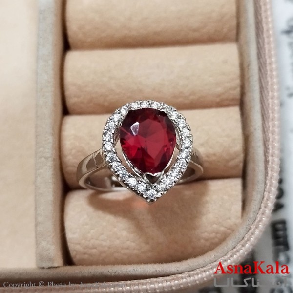 انگشتر زنانه استیل نگیندار فری سایز رنگ نقره ای کد ANG191252W