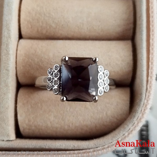 انگشتر زنانه استیل نگیندار فری سایز رنگ نقره ای کد ANG191259W