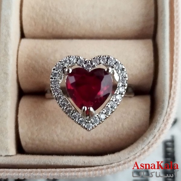 انگشتر زنانه استیل نگیندار فری سایز رنگ نقره ای کد ANG191261W