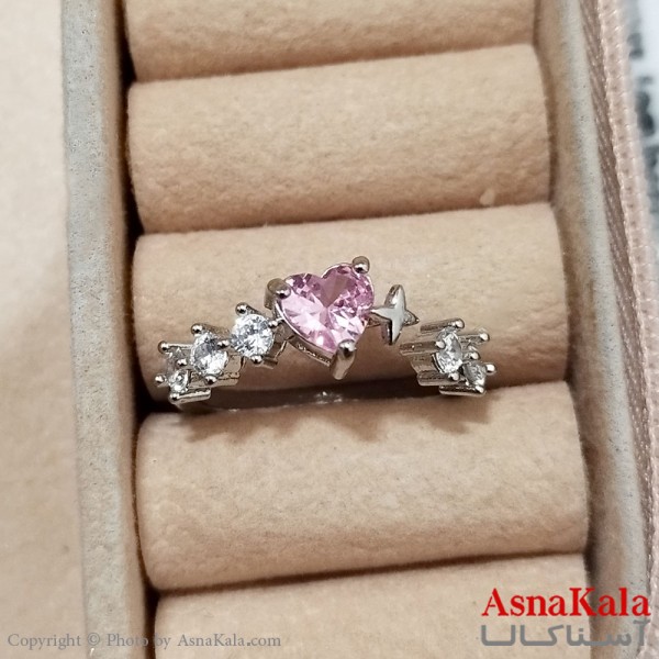 انگشتر زنانه استیل نگیندار فری سایز رنگ نقره ای کد ANG191268W