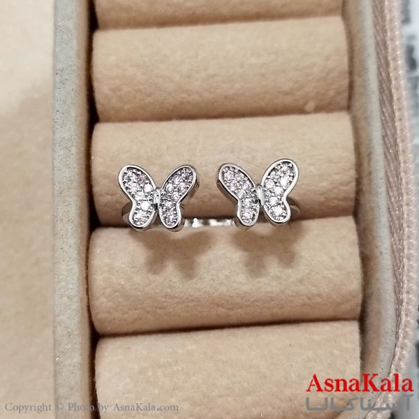 انگشتر زنانه استیل نگیندار فری سایز رنگ نقره ای کد ANG191270W