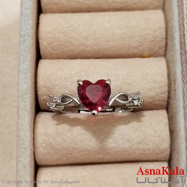 انگشتر زنانه استیل نگیندار فری سایز رنگ نقره ای کد ANG191271W