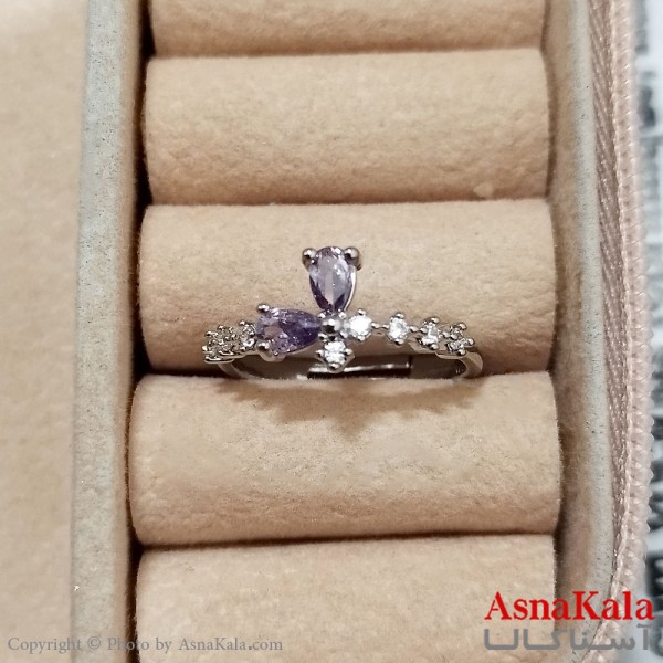 انگشتر زنانه استیل نگیندار فری سایز رنگ نقره ای کد ANG191274W