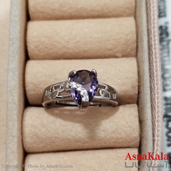 انگشتر زنانه استیل نگیندار فری سایز رنگ نقره ای کد ANG191276W