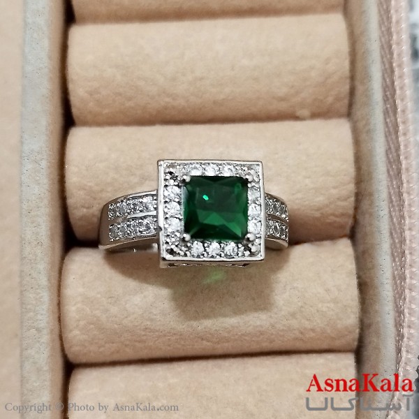 انگشتر زنانه استیل نگیندار فری سایز رنگ نقره ای کد ANG191279W