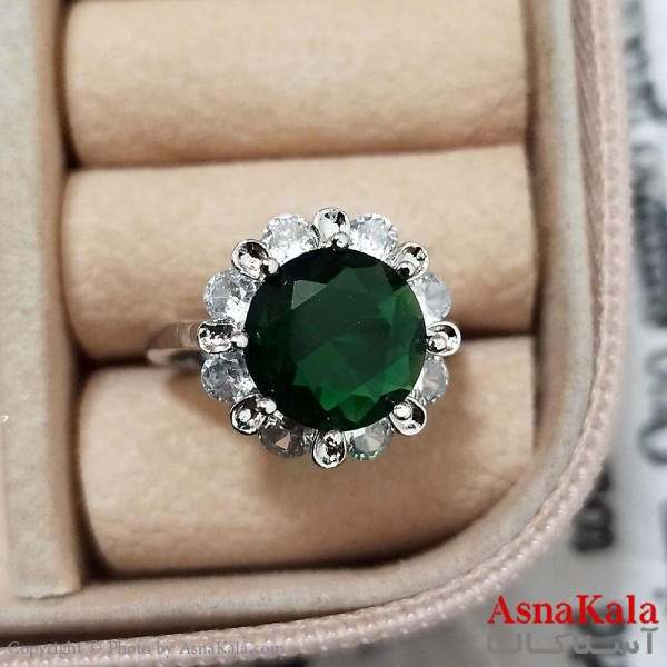 انگشتر زنانه استیل نگیندار فری سایز رنگ نقره ای کد ANG191280W