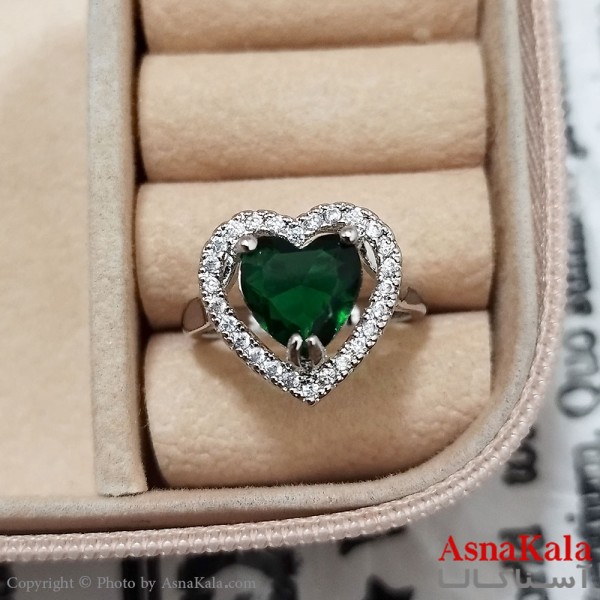 انگشتر زنانه استیل نگیندار فری سایز رنگ نقره ای کد ANG191285W