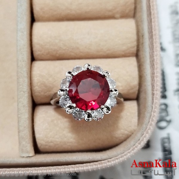 انگشتر زنانه استیل نگیندار فری سایز رنگ نقره ای کد ANG191286W